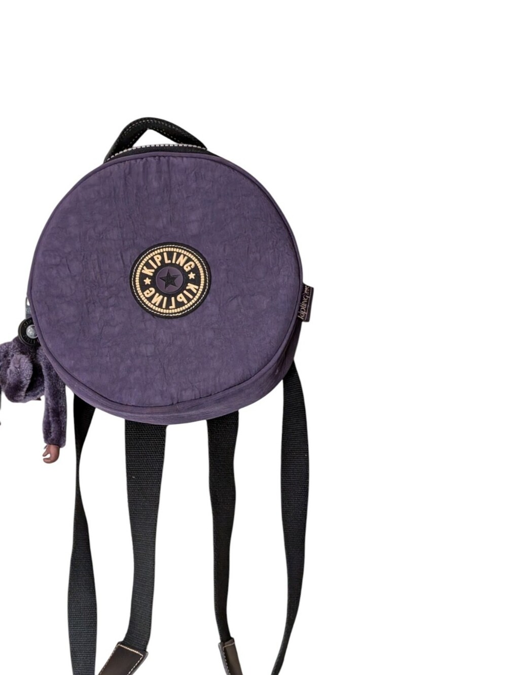 Vintage Kipling Purple Circle Backpack Rucksack plush Monkey charm keychain - Picture 7 of 8